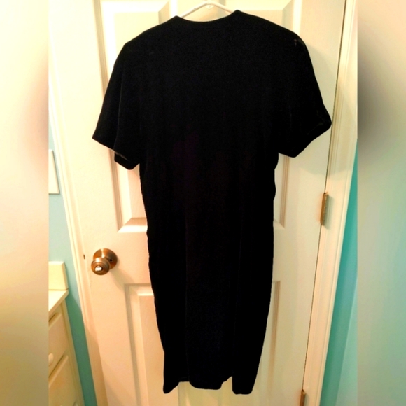 Vintage Ms. Chaus Black Crushed Velvet Style Dress Size 12 - Picture 3 of 7